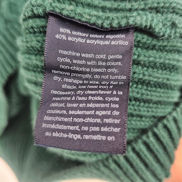 Tommy Hilfiger Green Fisherman Cable Knit Pullover Sweater Dark Academia Preppy - Picture 7 of 7
